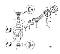 Коленчатый вал, поршни и шатуны 4-Х ТАКТНОГО ПЛМ MERCURY F15 Серийный номер от 0G760300 до 1B226999